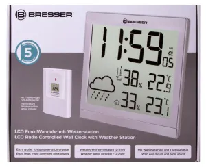 Метеостанция (настенные часы) Bresser TemeoTrend JC LCD с радиоуправлением, серебристая, изображение 11