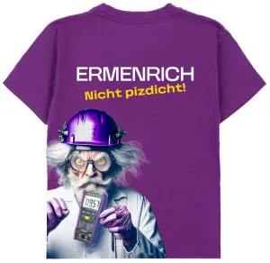 Фирменная футболка Ermenrich «Nicht pizdicht! Сумасшедший электрик», фиолетовая, размер L, изображение 2